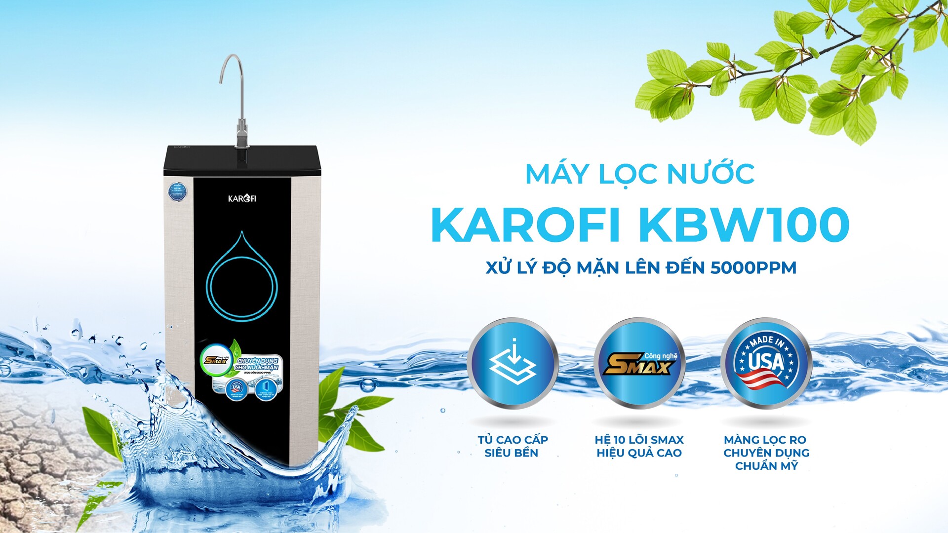 Máy Lọc Nước ( Mặn+Lợ ) KAROFI RO KBW100 10 cấp lọc