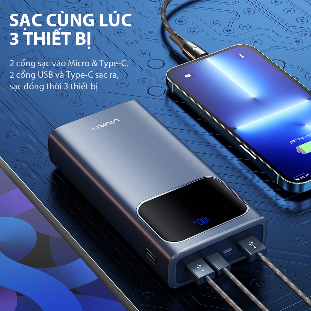 Sạc dự phòng VIVAN C20 Type C 3A 20.000mAh 22.5W